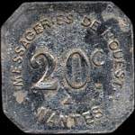 Jeton de 20 centimes émis par les Messageries de l'Ouest à Nantes (44000 - Loire-Atlantique) - revers