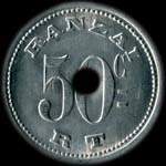 Jeton de 50 centimes émis par Ranzai - RT (usine de locomotives) à Nantes (44000 - Loire-Atlantique) - revers