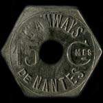 Jeton de 15 centimes type 1 émis par les Tramways de Nantes (44000 - Loire-Atlantique) - avers