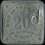 Jeton de 20 centimes avec contremarque ovale + contremarque d sur le c émis par la Compagnie des Tramways de Nantes (44000 - Loire-Atlantique) - revers