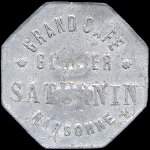 Jeton de 10 centimes (rare :10 surfrapp� sur 5) �mis par le Grand Caf�-Glacier Saturnin � Narbonne (11000 - Aude) - avers