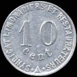 Jeton de 10 centimes 1922 �mis par le Syndicat des Limonadiers et Restaurateurs � Narbonne (11000 - Aude) - revers