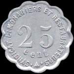 Jeton de 25 centimes 1922 �mis par le Syndicat des Limonadiers et Restaurateurs � Narbonne (11000 - Aude) - revers