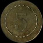 Jeton de 5 centimes �mis par Guillaume � Nervieux (42510 - Loire) - revers