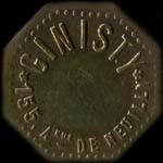 Jeton de 1 franc �mis par Ginisty - 155 avenue de Neuilly � Neuilly-sur-Seine (92200 - Hauts-de-Seine) - avers