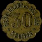 Jeton de 30 centimes �mis par le Restaurant du Bel Air � Neuilly-sur-Seine (92200 - Hauts-de-Seine) - avers
