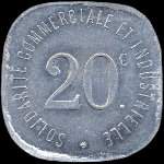 Jeton de 20 centimes 1918 (type avec le point sous i) �mis par la Solidarit� Commerciale et Industrielle � Neuilly-sur-Seine (92200 - Hauts-de-Seine) - revers