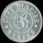 Jeton de 5 centimes (23,6 mm) �mis par le Caf� Glacier � Nevers (58000 - Ni�vre) - avers