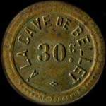 Jeton de 30 centimes émis par La Cave de Bellet - 5, Avenue de la Victoire à Nice (06000 - Alpes-Maritimes) - avers