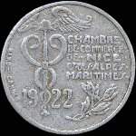 Jeton de 10 centimes 1922 émis par la Chambre de Commerce de Nice (06000 - Alpes-Maritimes) - avers