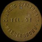 Jeton de 1 franc �mis par Charles Pfalzgraff - Syndicat des entrepositaires de bi�res � Niederbronn-les-Bains (67110 - Bas-Rhin) - avers