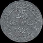 Jeton de 25 centimes 1921 émis par la Cave Coopérative à Olonzac (34210 - Hérault) - avers