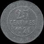 Jeton de 25 centimes 1921 �mis par la Cave Coop�rative � Olonzac (34210 - H�rault) - revers