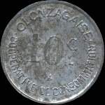 Jeton de 10 centimes 1918 �mis par la Coop�rative de Consommation Olonzagaise � Olonzac (34210 - H�rault) - revers