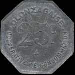 Jeton de 25 centimes 1918 �mis par la Coop�rative de Consommation Olonzagaise � Olonzac (34210 - H�rault) - revers