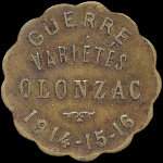 Jeton de 25 centimes Guerre - Variétés à Olonzac (34210 - Hérault) - avers