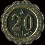 Jeton de 20 centimes �mis par Briere - Rue Vieille Poterie � Orl�ans (45000 - Loiret) - revers