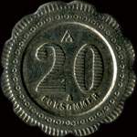 Jeton de 20 centimes �mis par la Buvette de l'Institut � Orl�ans (45000 - Loiret) - revers