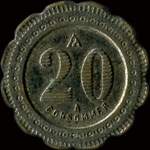Jeton de 20 centimes �mis par le Comptoir de Paris - Rue de Bourgogne � Orl�ans (45000 - Loiret) - revers