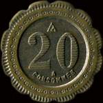 Jeton de 20 centimes �mis par Gogois - Route d'Olivet � Orl�ans (45000 - Loiret) - revers