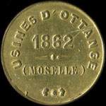 Jeton de L�gumes �mis par les Usines d'Ottange (Moselle) 1862 � Ottange (57840 - Moselle) - avers