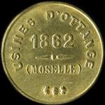 Jeton de Pain �mis par les Usines d'Ottange (Moselle) 1862 � Ottange (57840 - Moselle) - avers