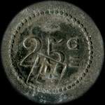 Jeton de 25 centimes �mis par la Soci�t� Coop�rative La Renaissance - P.L.M. - Oullins - 1916 � Oullins (69600 - Rh�ne) - revers