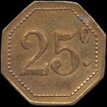 Jeton de 25 centimes émis par les Commerçants Réunis à Ouveillan (11120 - Aude) - revers