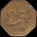 Jeton de 25 centimes �mis par les Commer�ants R�unis � Ouveillan (11120 - Aude) - revers