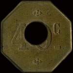 Jeton de 40 centimes émis par le Casino Granier - Palavas-les-Flots (34250 - Hérault) - revers