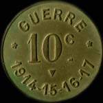 Jeton de 10 centimes �mis par le Caf� du Commerce - Fouet - Guerre 1914 - 15 - 16 - 17 � Pamiers (09100 - Ari�ge) - revers