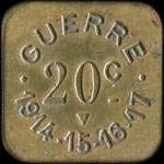 Jeton de 20 centimes �mis par le Caf� Pujol - Guerre 1914-15-16-17 � Pamiers (09100 - Ari�ge) - revers