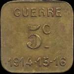 Jeton de 5 centimes �mis par le Grand Caf� Tournier - rue Major - 1914-15-16 � Pamiers (09100 - Ari�ge) - revers