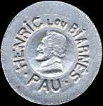 Jeton de nécessité de 10 centimes émis par Henric lou Biarnés à Pau (64000 - Pyrénées-Atlantiques) - avers