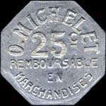 Jeton de nécessité de 25 centimes émis par O.Michelet à Pau (64000 - Pyrénées-Atlantiques) - revers