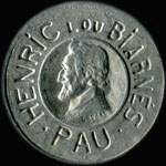 Jeton de nécessité de 10 centimes émis par O.Michelet à Pau (64000 - Pyrénées-Atlantiques) - type à grosse tête - frappe monnaie - avers