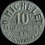 Jeton de nécessité de 10 centimes émis par O.Michelet à Pau (64000 - Pyrénées-Atlantiques) - type à grosse tête - frappe monnaie -- revers