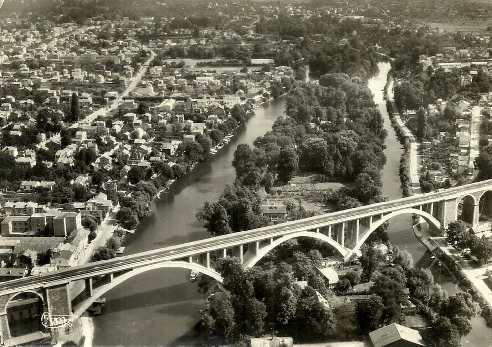 Le Perreux (94170 - Val-de-Marne) - Vue a�rienne de la Vall�e de la Marne et du Viaduc