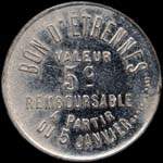 Jeton de 5 centimes �mis par l'Epicerie de la Gare - 5 Bd de la Libert� au Perreux (94170 - Val-de-Marne) - revers