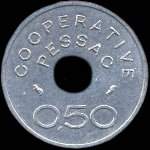 Jeton de nécessité de 50 centimes de la Coopérative de la Monnaie à Pessac (33600 - Gironde) - avers