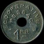 Jeton de nécessité de 1 franc avec surfrappe Z de la Coopérative de la Monnaie à Pessac (33600 - Gironde) - avers