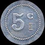 Jeton de 5 centimes �mis par l'Union Commerciale Peyriac (11160 - Aude) - revers
