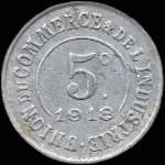 Jeton de 5 centimes 1918 �mis par l'Union du Commerce & de l'Industrie de Poissy (78300 - Yvelines) - revers
