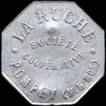 Jeton de 50 centimes de viande �mis par la Soci�t� Coop�rative La Ruche � Pompey (54340 - Meurthe-et-Moselle) - avers