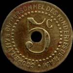 Jeton de 5 centimes émis par Coopérative du personnel des fonderies de P.A.M. à Pont-à-Mousson (54700 - Meurthe-et-Moselle) - avers