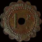 Jeton de 1 franc émis par Coopérative du personnel des fonderies de P.A.M. à Pont-à-Mousson (54700 - Meurthe-et-Moselle) - revers