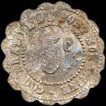 Jeton de 5 centimes �mis par la Coop�rative de Pont-sur-Seine (10400 - Aube) - avers