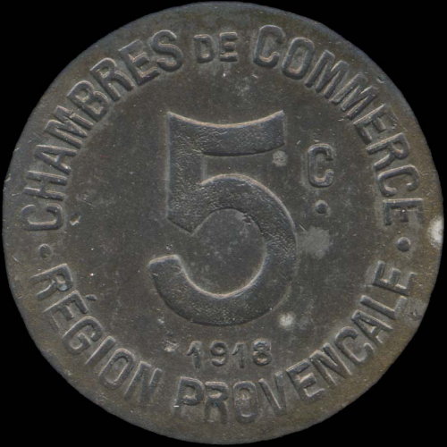 Jeton-monnaie de n�cessit� de 5 centimes 1918 de la R�gion Proven�ale - type 1