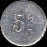 Jeton de 5 centimes �mis par les Approvisionnements G�n�raux Pussay (91740 - Essonne) - revers