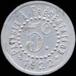 Jeton de 5 centimes 1922 �mis par les Galeries Modernes - G.Peyri�re � R�almont (81120 - Tarn) - revers